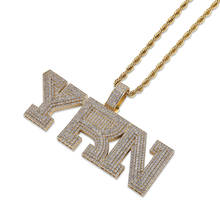 Collar con colgante de letras para hombre y mujer, Circonia cúbica AAA +, Color dorado y plateado brillante, estilo Hip Hop 2024 - compra barato