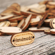 100Pcs Natural Wood Handmade Tag Label Crafts Decoration 2-hole Letter Copy Button Sewing Wooden Label New Ornaments Diy Product 2024 - buy cheap