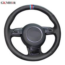 Handsewing Black Artificial Leather Car Steering Wheel Covers for Audi A3 A4 A5 A6 A7 Allroad RS 7 2014 2015 S6 S7 2013-2018 S8 2024 - buy cheap