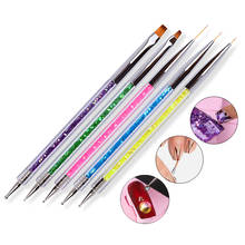 5pcs/set Sequins Handle 2 Sides Nail Art Dotting Pen UV Gel Polish Drawing Liner Flat Nail Brush Kits For Manicure Brushes Tools 2024 - buy cheap