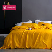 Sondeson Luxury Beauty 100% Silk Yellow Bedding Set 25 Momme Silk Healthy Skin Duvet Cover Bed Linen Double Queen King Set 4PCS 2024 - buy cheap