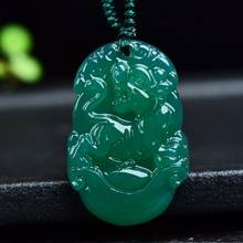 Natural Green Agate Jade Chinese Zodiac Pendant Necklace Fashion Charm Jewellery Accessories Hand-Carved Lucky Amulet Gifts 2024 - buy cheap