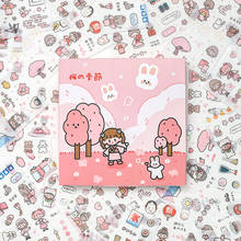 100pcs Kawaii Washi Paper Sticker Set Diy Art Craft Adhesive Stickers Pink Cherry Blossoms Flower Decorative Label For Scrapbook 2024 - buy cheap