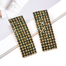 Wholesale Fashion Rectangle Drop Earrings Studded With Ctystals Fine Pendientes Jewelry Accessories For Women Christmas Gift 2024 - buy cheap