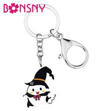 Bonsny-llaveros acrílicos de Halloween para mujer y niña, llavero de Anime, fantasma, bolsa, billetera de coche, monedero, regalo de decoración 2024 - compra barato