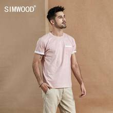 SIMWOOD 2021 летняя новая многослойная Мужская футболка с нагрудным карманом, винтажная модная футболка с коротким рукавом, 100% хлопок, топы 190431 2024 - купить недорого