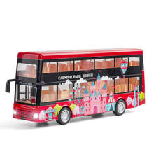 1:50 Children's Toy Car Open Door Acousto Optic Sightseeing Bus Alloy Model Luxury Tourism Double-Decker Tour Bus Boys Gift 2024 - buy cheap