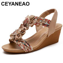 CEYANEAO Women Sandals New 2021 Open Toe 5cm Wedge Heels Zip Soft Bohemian Slip-On Stylish Luxury Big Size 36-42 Casual 2024 - buy cheap