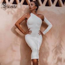 VC All Free Shipping Black Vestidos Sexy One Shoulder Long Sleeveless Bodycon Dress Celebrity Party Bandage Dress 2024 - buy cheap