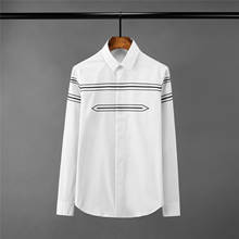 Minglu Solid Color Mens Shirts Luxury Long Sleeve Stripe Embroidery Casual Mens Dress Shirts Fashion Slim Fit Party Man Shirts 2024 - buy cheap