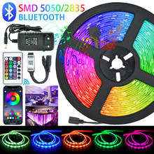 Tiras de Luces LED con Bluetooth, diodo de cinta impermeable Flexible RGB SMD 5050 2835, 5M, 10M, 15M, CC de 12V, Control Remoto + adaptador 2024 - compra barato