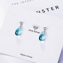 Korean Literary Blue Water  Earrings 925 Sterling Silver Earrings For Women Girl boucle d'oreille oorbellen S-E649 2024 - buy cheap