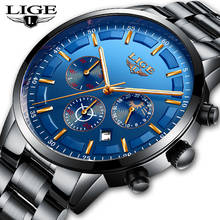 LIGE Fashion Men Watches Top Luxury Brand Chronograph Wristwatch Male Waterproof Sport Quartz Watch Men Clock relogio masculino 2024 - buy cheap