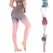 New Yoga Pants High elastic gradient color Women Leggings Sports Pants Running Trousers Tights Gym Training Femme Fitness Wear 2024 - buy cheap