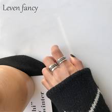 Anillo de Plata de Ley 925 para hombre y mujer, cuerda trenzada con incrustaciones anchas, banda de boda, anillo de pulgar para parejas, anillo abierto de compromiso, joyería 2024 - compra barato