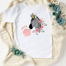 Zebra Bubble Unicorn Flowers Lovely Kawaii Annimal Print T-Shirt Kids Children Clothes Girls T Shirts Gift Harajuku T Shirt 2024 - buy cheap