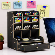 Multi-function Wooden Desktop Pen Holders School Office Storage Case Desk Pens Pencil Organizer Stationery Supplies 2024 - buy cheap