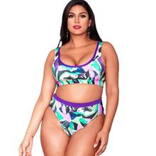 XL-4XL plus size bikini cintura alta maiô impressão banho feminino tamanho grande fatos de banho de cintura alta biquíni sexy maiô 2020 2024 - compre barato