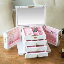 2021 New 4-Layer Jewelry Box Wooden Earring Storage Box Bracelet Bracelet Necklace Gift Box 2024 - buy cheap