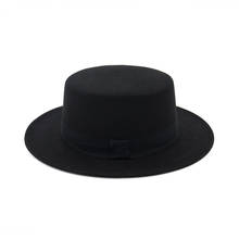 Nuevo sombrero Fedora de lana Unisex a la moda, gorra de Jazz con ala ancha, sombreros planos simples Derby de iglesia de 58CM 2024 - compra barato