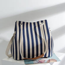 Bolso de lona para mujer, bolsa de hombro Diagonal a rayas, de Color sólido, de alta calidad, nuevo estilo 2024 - compra barato