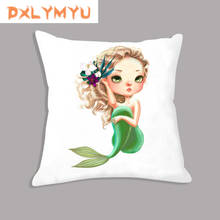 Cartoon Velvet Cushion Soft Plush Pillowcase Mermaid Printed Throw Pillow Home Decorative Sofa Room Decor Wholesale 2024 - buy cheap