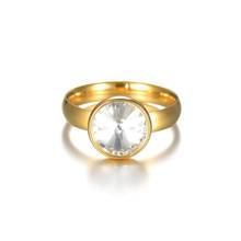 Classic Round Gold Color Ring AAA Crystal Wedding Ring for Bridal Anniversary Gift for Women Jewelry Engagement Ring 2024 - buy cheap
