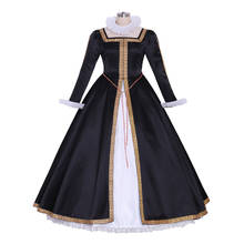 Cosplaydiy Medieval Tudor Elizabeth Queen Cosplay Costume Dress Renaissance Black Gown Dress L320 2024 - buy cheap