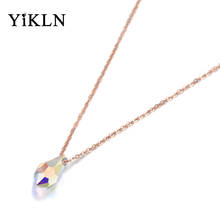 YiKLN-collar con colgante de cristal de circonia cúbica para mujer, cadena de acero de titanio de oro rosa, joyería YN19131 2024 - compra barato
