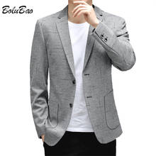 BOLUBAO 2021 Men's New Slim Blazer Spring and Autumn Simple Knitted Casual Suit Jacket Youth Color Matching Blazer Men 2024 - buy cheap