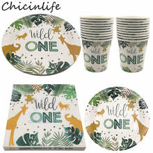 Chicinlife Wild One Jungle Safari Animals Paper Plates Cups Napkins Disposable Tableware Kids 1st Birthday Party Decor Supplies 2024 - buy cheap