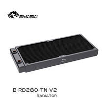 Bykski radiador de computador com descarga de água, 28mm de espessura, cobre + latão, 280mm, permutador de calor líquido, radiador de metal para ventiladores de 140mm, g1/4'' 2024 - compre barato