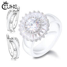 Brincos de cristal luxuosos femininos, conjuntos de joias vintage de cerâmica, brincos com tarraxa para presente de casamento 2024 - compre barato