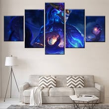 Pintura em tela decorativa, 5 peças, para sala de estar, jogo de parede, cartaz, impressão moderna, imagem da liga das lendas, aualíon sol 2024 - compre barato