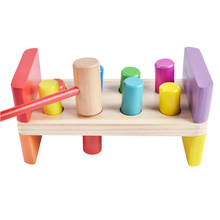 Wood Hammer Beat Piling Toy Colorful Cylinder Table Game Kids Montessori Materials Early Learning Educational Toys 2024 - buy cheap