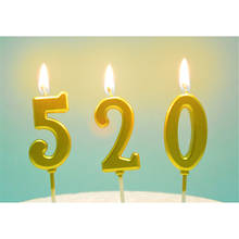 Vela Digital para pastel de fiesta de cumpleaños, vela con purpurina dorada utilizada para fabricación de Pasteles de cumpleaños y diseño de escena del día de Citas 2024 - compra barato