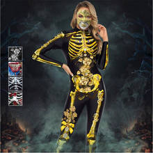 Ataullah-mono con estampado 3D para mujer, disfraz de esqueleto aterrador, Disfraces de Halloween, body elástico con esqueleto de calavera mecánica, DW008 2024 - compra barato