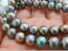 9-10mm natural tahitian black pearl necklace 925silver 2024 - buy cheap