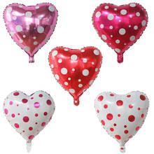 Globos de aluminio con forma de corazón, 50 piezas, 18 pulgadas, mariquita, rosa, rojo, blanco, lunares, decoraciones para fiestas de cumpleaños, bodas y aniversario, Globos de helio 2024 - compra barato