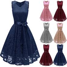 Elegant Party Dress Women Floral Lace V-Neck Sleeveless Vintage Princess Dress A-line Evening Party Dresses Vestidos Robe Femme 2024 - buy cheap