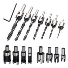New 8 Pieces HSS Taper Claw Type Wood Plug Cutter Drill Bits 5/8 inch 1/2 inch 3/8 inch 1/4 inch + 7 Pieces Countersink Drill Bi 2024 - buy cheap