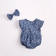 Summer New Baby Clothing Romper Headband Floral Jumpsuit  Romper Toddlers Baby Girl 2Pcs Cute Newborn Clothes 2024 - buy cheap