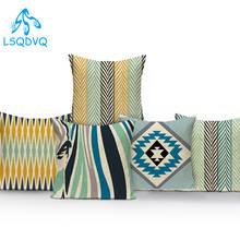 Almofadas decorativas azul amarelo geométrico animais zebra poliéster sofá casa travesseiro capa de almofada para sala estar 2024 - compre barato
