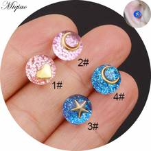 Miqiao 2pcs Fashion Personality Crystal Ball Moon Earrings Exquisite Piercing Jewelry 2024 - buy cheap