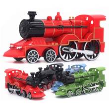 1/55 Diecast Retro Train Locomotive Pull Back Car Model with LED Music Kids Toy LED Musical Toys For Children Birthday Gifts 2024 - buy cheap