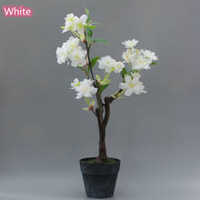 Vaso de flor artificial de cerejeiras, flor falsa com vaso para decoração de casa ou casamento, árvore de flor de cerejeira 2024 - compre barato