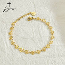 Letdiffery Elegant Hearts Chain Bracelets Golden Stainless Steel Women Engagement Gifts 2024 - buy cheap