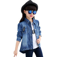 Teenage Girls Long Denim Jacket Sequin Girls Coats Outerwear Letter Children's Jacket Casual Style Clothes Girl 2024 - buy cheap