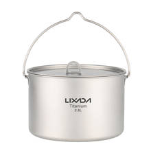 Lixada Outdoor Tableware 2.8L Titanium Pot Ultralight Portable Hanging Pot with Lid Camping Hiking Picnic Backpacking Trekking 2024 - buy cheap