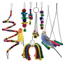 Птица Попугай игрушки, 7 упаковок птица качели жевательные Висячие окуни с колокольчиками для домашних животных попугай Lovebird вой волнистый попугай петухи Macaws Fi 2024 - купить недорого